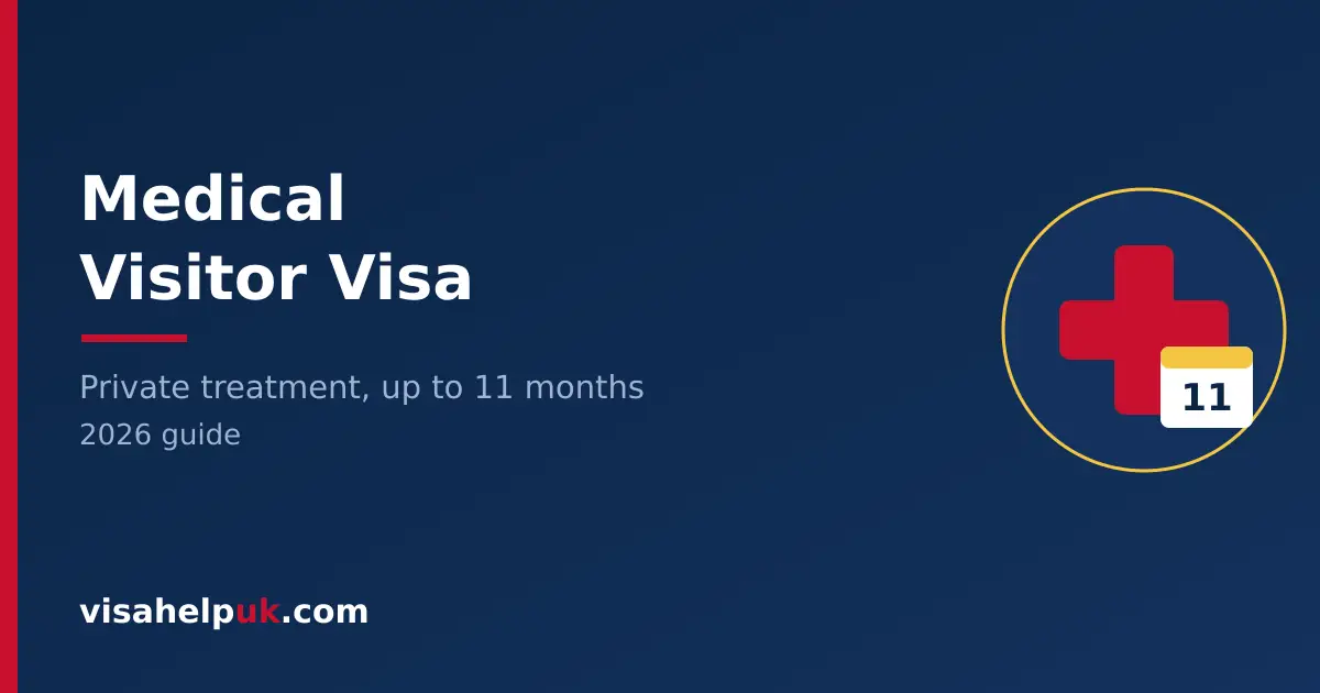 UK medical visitor visa - medical cross and 11-month calendar